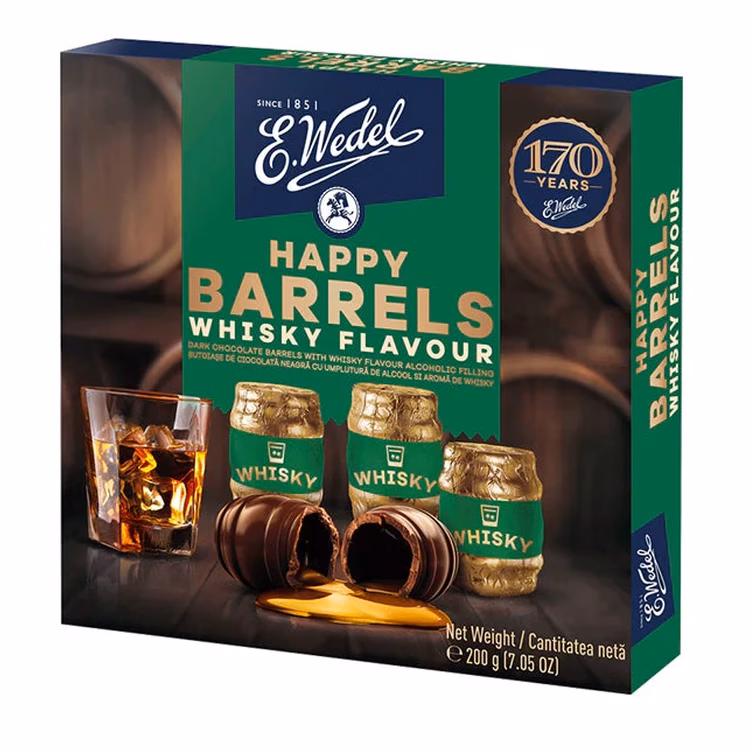 Wedel Happy Barrels Milk Chocolate Whisky 200g (10 per case)
