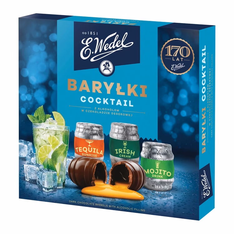 Wedel Happy Barrels w/alcoholic filling Coctails 200g (10 per case)